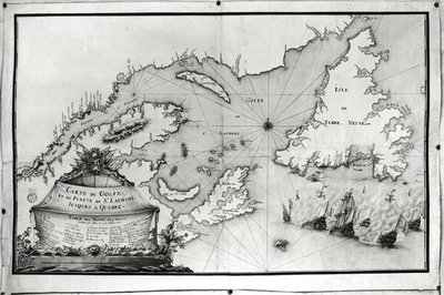 Mapa zatoki i rzeki św. Wawrzyńca, 1699 autorstwa Gilles Gabriel de Saccardi
