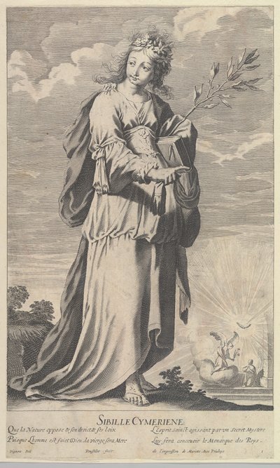 Sybilla kimeryjska, ca. 1635. Twórcy: Gilles Rousselet, Abraham Bosse. autorstwa Gilles Rousselet and Abraham Bosse