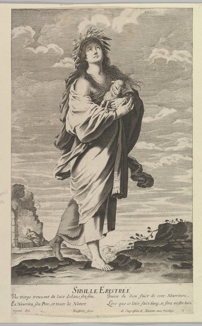 Sybilla erytrejska, ca. 1635. Twórcy: Gilles Rousselet, Abraham Bosse. autorstwa Gilles Rousselet and Abraham Bosse