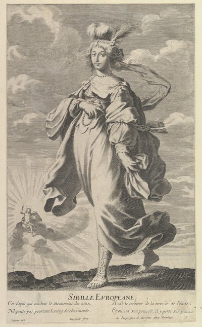 Europejska Sybilla, ca. 1635. Twórcy: Gilles Rousselet, Abraham Bosse. autorstwa Gilles Rousselet and Abraham Bosse