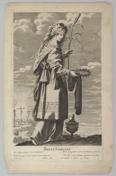 Sama Sybilla, ca. 1635. Twórcy: Gilles Rousselet, Abraham Bosse. autorstwa Gilles Rousselet and Abraham Bosse