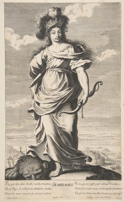 Semiramis, ca. 1639-40. Twórcy: Gilles Rousselet, Abraham Bosse. autorstwa Gilles Rousselet and Abraham Bosse