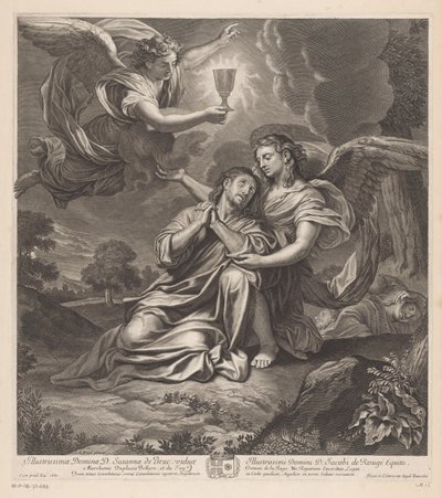 Chrystus w ogrodzie Getsemane z dwoma aniołami autorstwa Gilles Rousselet