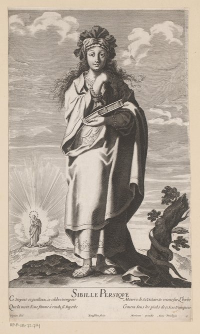 Sybilla perska, w tle Maryja z Dzieciątkiem Sibille Persique (tytuł na obiekcie) Sybille (tytuł serii) Les Sibylles (tytuł serii) autorstwa Gilles Rousselet