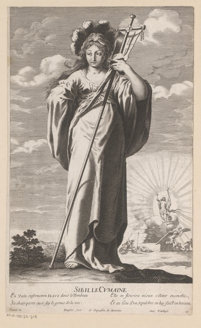 Sybilla z Kume ze Zmartwychwstaniem Chrystusa w tle Sybilla Cumaine (tytuł na obiekcie) Sybille (tytuł serii) Les Sibylles (tytuł serii) autorstwa Gilles Rousselet