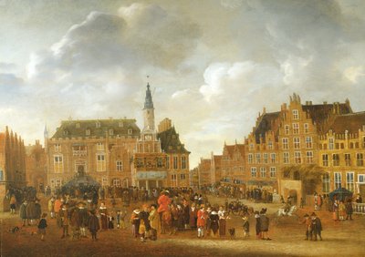 Ogłoszenie traktatu pokojowego w Munster w 1648 r. z balkonu ratusza w Haarlemie autorstwa Gillis Rombouts