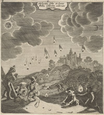 Zons- en maansverduistering Zaciemnienie słońca i księżyca, spadająca gwiazda, drżenie niebios (tytuł na obiekcie) autorstwa Gillis van Scheyndel (I)
