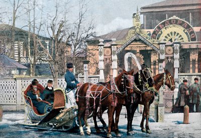 Sanie trojki w Moskwie, Rosja, ok. 1890 r. autorstwa Gillot