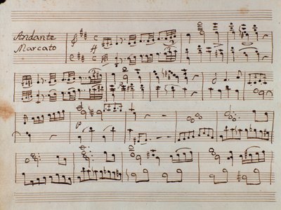 Pierwsza strona nut do symfonii zredukowanej na fortepian Tancrediego, opera Gioacchino Rossiniego autorstwa Gioachino Rossini