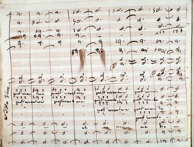 Partytura muzyczna do arii Questavventura w Cyruliku sewilskim (tusz na papierze) autorstwa Gioachino Rossini
