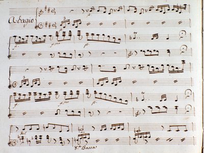 Strona partytury muzycznej symfonii Turek we Włoszech Gioacchino Rossiniego autorstwa Gioachino Rossini