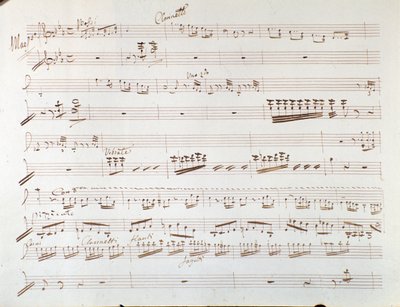 Strona partytury muzycznej skrzypiec na symfonię w Kopciuszku, czyli triumf dobroci Gioacchino Rossiniego autorstwa Gioachino Rossini
