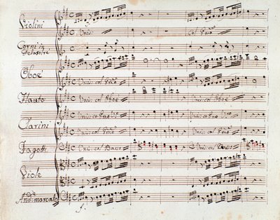 Strona z nutami do symfonii zredukowanej na fortepian Tancrediego, opera Gioacchino Rossiniego autorstwa Gioachino Rossini