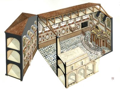 Sztuka baroku: rekonstrukcja struktury architektonicznej synagogi w Casale Monferrato (Casal) niedaleko Alessandrii (Aleksandria), Włochy. autorstwa Giorgio Albertini