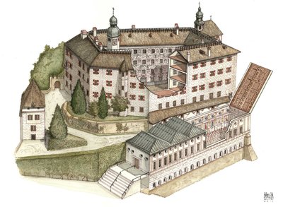 Renesansowa architektura: rekonstrukcja zamku Ambras autorstwa Giorgio Albertini
