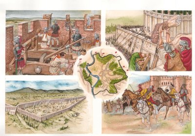 Wojna Gotów (535-553) między Bizancjum a Ostrogotami: oblężenie Rzymu w 537 r., bronionego przez armię Belizariusza. autorstwa Giorgio Albertini
