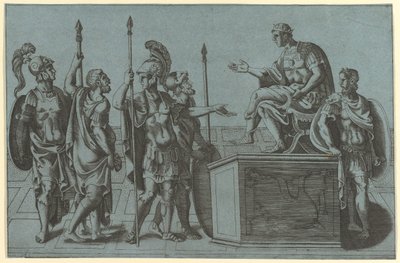 Żołnierze rzymscy przed cesarzem, przed 1540 . autorstwa Giorgio Ghisi