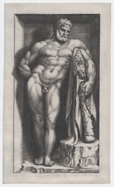 Lustro rzymskiej świetności: Herkules Farnese, XVI w., XVI wiek. autorstwa Giorgio Ghisi