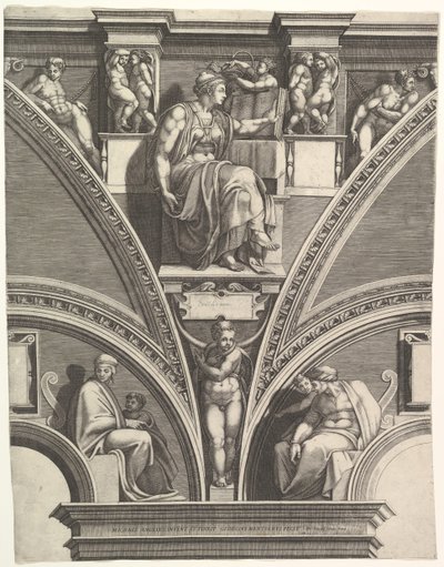Sybilla erytrejska z serii Prorocy i Sybille w Kaplicy Sykstyńskiej, 1570-75. autorstwa Giorgio Ghisi