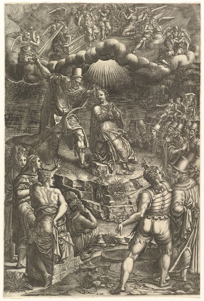 Męczeństwo św. Barbary, koniec lat 70. XVI wieku. autorstwa Giorgio Ghisi