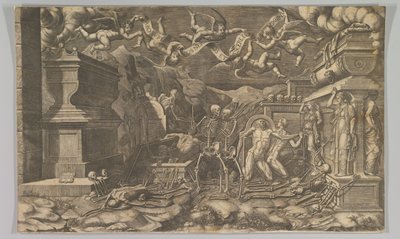 Wizja Ezechiela z 1554 r. ponownie opublikowana w 1595 r. autorstwa Giorgio Ghisi