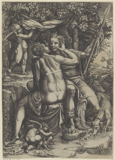 Wenus i Adonis autorstwa Giorgio Ghisi