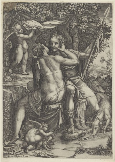 Wenus i Adonis autorstwa Giorgio Ghisi
