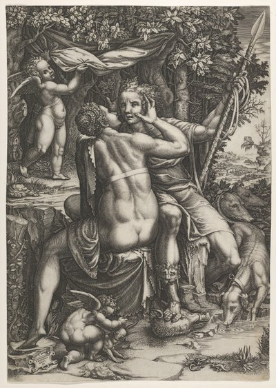 Wenus i Adonis, ca. 1570 autorstwa Giorgio Ghisi