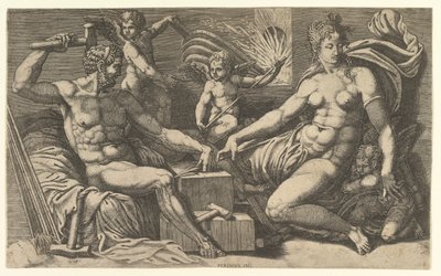 Wenus i Wulkan w Kuźni, ca. 1555. autorstwa Giorgio Ghisi