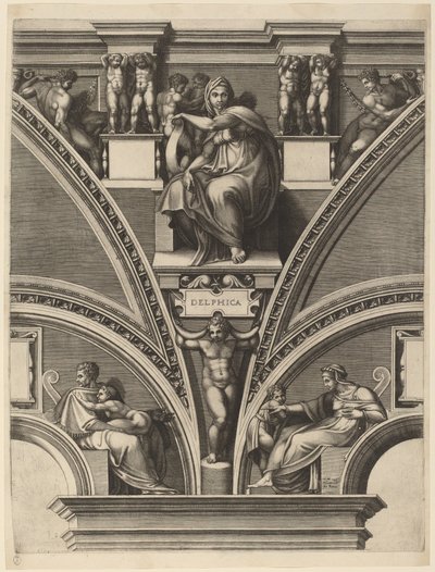 Sybilla delficka autorstwa Giorgio Ghisi after Michelangelo