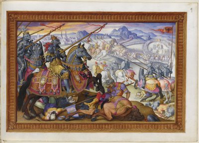 Dodaj MS 33733 f.9 Suleiman i jego armia wyparta z oblężenia Wiednia autorstwa Giorgio Giulio (attr. to) Clovio