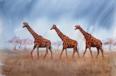 Trio żyraf z serii Safari autorstwa Giorgio Gosti