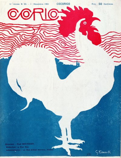 Przednia okładka magazynu „Cocorico”, grudzień 1901 (kolor lito) autorstwa Giorgio Kienerk