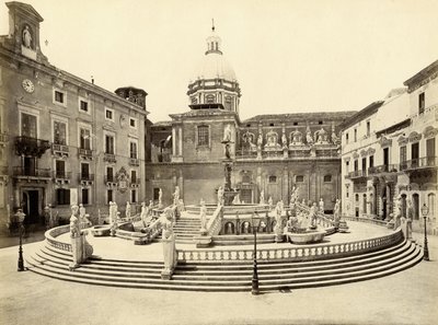 Fontanna Pretoria, Palermo, Włochy, fot. Giorgio Sommer autorstwa Giorgio Sommer