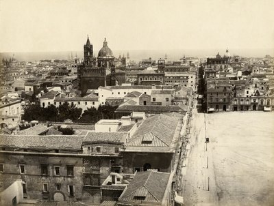 Widok Palermo z Porta Nuova, Sycylia, Włochy, fot. Giorgio Sommer autorstwa Giorgio Sommer