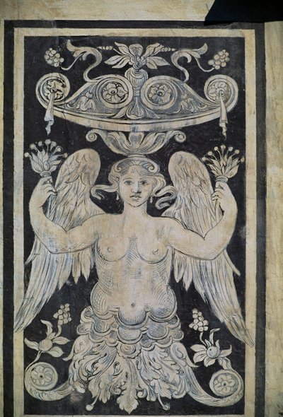 Figura alegoryczna, autorstwa Giorgio Vasari, Tommaso Battista del Verrocchio i Alessandro Forzori, Palazzo dei Cavalieri lub Palazzo della Carovana, Piazza dei Cavalieri, Piza, Toskania, Włochy autorstwa Giorgio Vasari