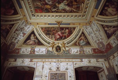 Szczegół pokoju Lorenzo il Magnifico przedstawiający jego wizytę w Neapolu (fresk autorstwa Giorgio Vasari