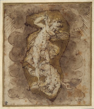 Rysunek przedstawiający anioły ze skarbca św. Michała, ok. 1511-74 (pióro, tusz i pył) autorstwa Giorgio Vasari