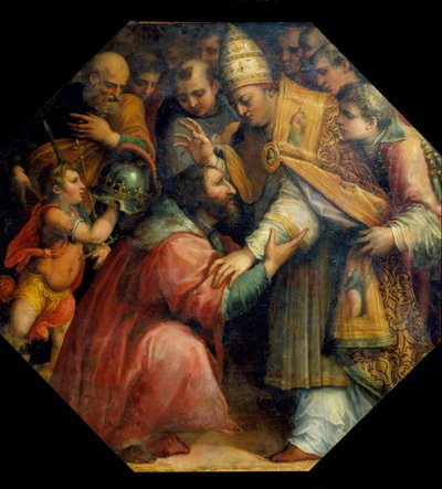 Spotkanie Franciszka I i Leona X w Bolonii (konkordat boloński 1517), ok. 1558-62 (olej) autorstwa Giorgio Vasari