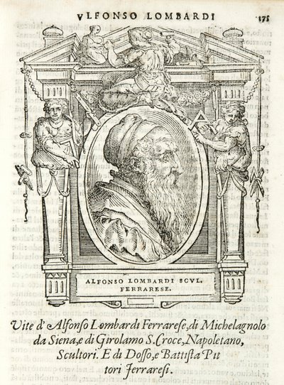 Mediolan, Biblioteca Braidense, Vite de piv excellent, Giorgio Vasari 1568, Alfonso Lombardi autorstwa Giorgio Vasari