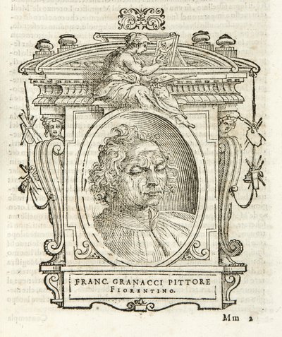 Mediolan, Biblioteca Braidense, Vite de piv excellent, Giorgio Vasari 1568, Francesco Granacci autorstwa Giorgio Vasari
