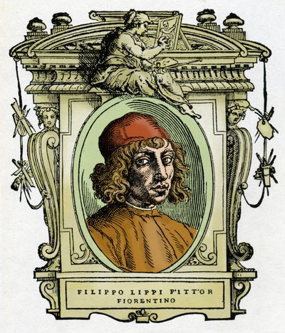 Portret Filippo Lippiego (1406-1469) malarza florenckiego. Ksylografia z „Życia malarzy” Giorgio Vasariego. autorstwa Giorgio Vasari