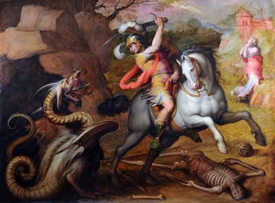 Święty Jerzy i smok (św. Jerzy i smok) - Obraz Giorgio Vasari (1511-1574), olej na płótnie, ok. 1560 r. - Sztuka włoska autorstwa Giorgio Vasari