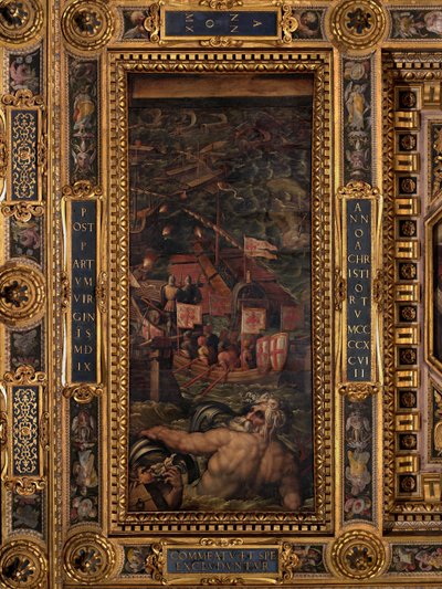 Bitwa morska między Florentyńczykami a Pizanami autorstwa Giorgio Vasari