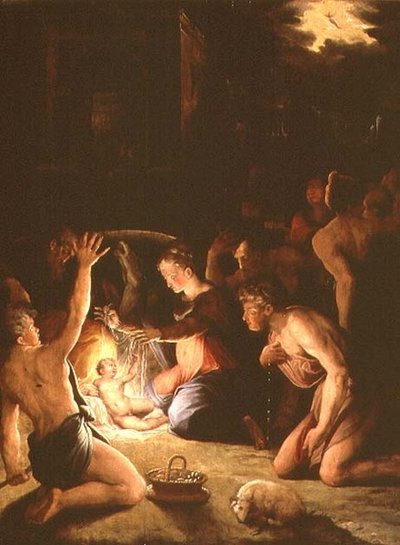 Adoracja pasterzy (panel) autorstwa Giorgio Vasari