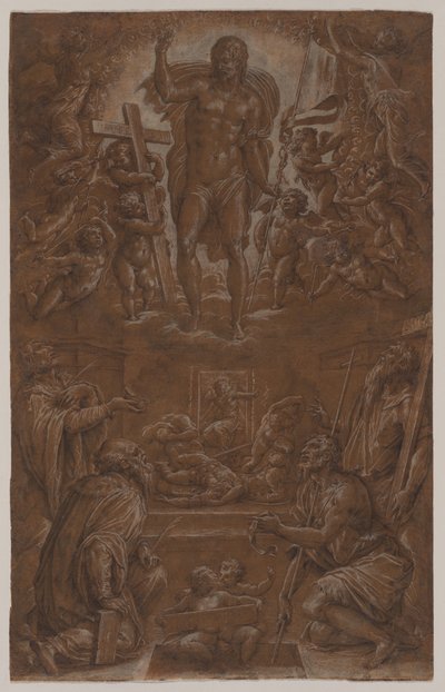 Zmartwychwstały Chrystus adorowany przez świętych i aniołów autorstwa Giorgio Vasari