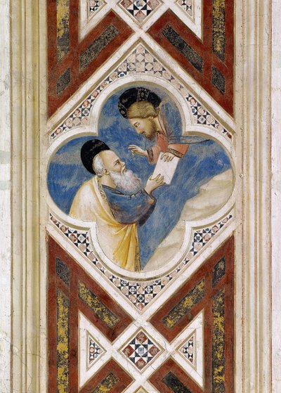Bóg nakazuje Ezechielowi zjeść zwój, a następnie przekazać jego zawartość ludowi Izraela, Fragment fresków, Giotto autorstwa Giotto (c.1266 1337)