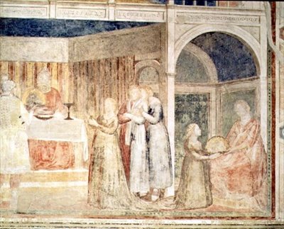 Uczta Heroda, fragment Salome, z kaplicy Peruzzi (fresk) (detal z 63332) autorstwa Giotto (c.1266 1337)