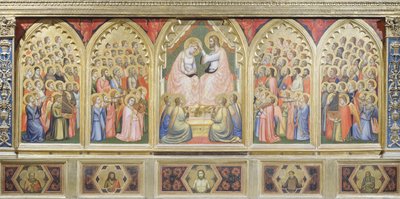 Włochy, Florencja, Bazylika Świętego Krzyża, Kaplica Bandini Baroncelli, Koronacja Dziewicy autorstwa Giotto (c.1266 1337)