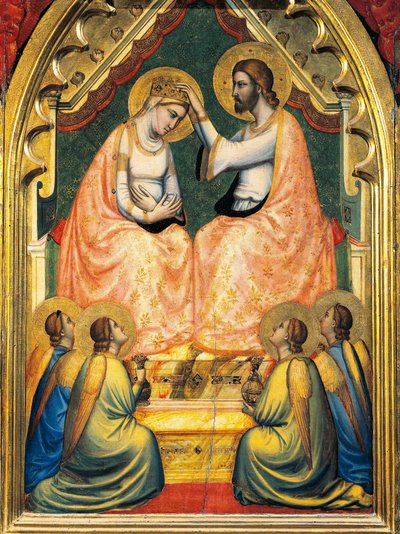 Włochy, Florencja, Bazylika Świętego Krzyża, Kaplica Bandini Baroncelli, Koronacja Matki Boskiej, Giotto (1267-1337), fresk, Detal autorstwa Giotto (c.1266 1337)